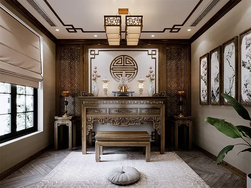 Cách thiết kế  bài trí phòng thờ hợp lí và phong thủy